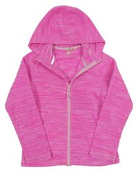 Neonově růžová žíhaná fleecová funkční propíancí mikina s kapucí Mountain Warehouse