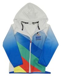 Bílo-modro-barevná sportovní propínací mikina s kapucí H&M