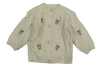 Smetanový propínací svetr s kytičkami Nutmeg