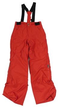 Červené šusťákové funkční zimní oteplovačky s odepínacími kšandami Wed'ze