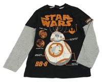 Černé triko s potiskem a šedými rukávy - Star wars