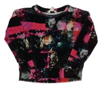 Černo-růžové vzorované sametové mikinotriko River Island