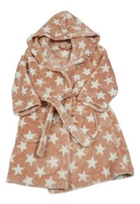Růžový chlupatý župan s hvězdami a kapucí George