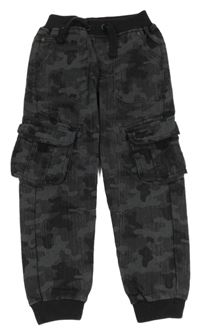 Tmavošedo-černé army cargo cuff rifle s úpletovým pasem No Fear