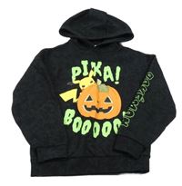 Čierna batikovaná mikina s Pikachu, tekvicou a kapucňou