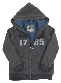 Tmavosivá prepínaci zateplená mikina s číslom a kapucňou Alive