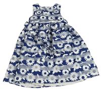 Tmavomodro-biele pruhované šaty s kvetmi Topolino