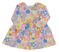 Nové - Biele rebrované šaty s kvetmi Primark