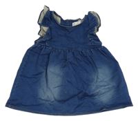 Modré teplákovo/riflové šaty s volánikmi