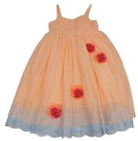 Neónově lososové tylové slávnostné šaty s kvetmi H&M