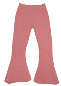 Ružové pletené flare nohavice Shein