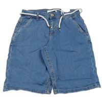 Nové - Modré relaxed rifľové kraťasy s tkaničkou RESERVED