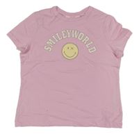 Svetloružové tričko s nápisom a smajlíkom H&M