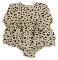Béžovo-černé leopardí sametová tunika s všitým body Next