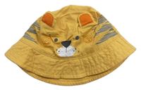 Okrový plátenný podšitý klobúk s tigrom