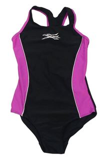 Čierno-ružové jednodielne plavky F&F