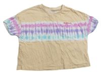 Broskvovo-farebné batikované crop tričko M&S