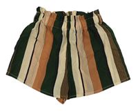 Béžovo-kaki-ružové pruhované sukňové kraťasy Shein