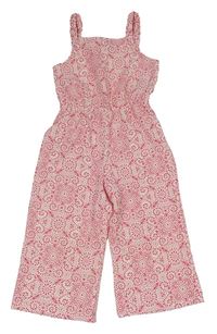 Bielo-ružový vzorovaný culottes overal zn. Primark