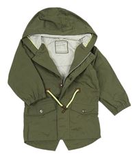 Khaki šusťáková podzimní parka s kapucí Topolino
