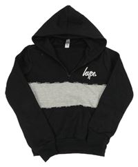 Čierno-sivá mikina s logom a kapucňou Hype