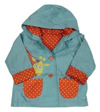 Svetlomodrá šušťáková jesenná bunda so žirafou a kapucňou Mothercare