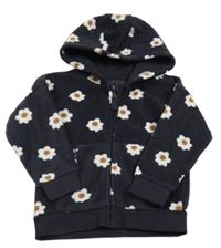 Tmavosivá kytytičkovaná fleecová prepínaci mikina s kapucňou George