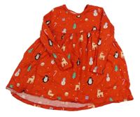 Červené bavlnené vianočné šaty s obrázkami George