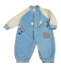 Modro-smotanový zamatový overal so zvieratkami