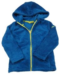 Tmavomodrá chlupatá propínací mikina s kapucí Lupilu