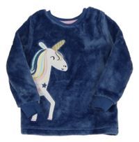 Tmavomodrá chlpatá mikina s jednorožcom George