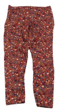 Vínové kytičkované teplé legíny C&A