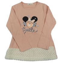 Broskvová tunika s Minnií a chlupatým lemem 