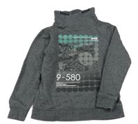 Sivá mikina s potlačou a komínovým golierom Manguun