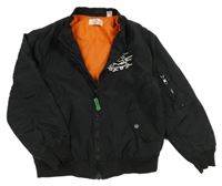 Černá šusťáková zateplená bunda s potiskem H&M