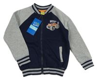 Nové - Tmavomodro-sivá prepínaci mikina s autom Kiki&Koko