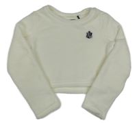 Smotanová chlpatá crop mikina s výšivkou Ikks