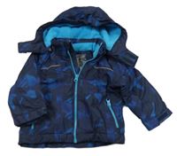 Tmavomoidrá vzorovaná funkčná zimná bunda s kapucňou Impidimpi