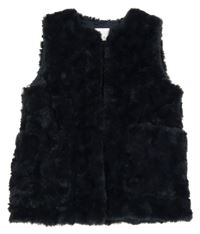 Tmavomodrá kožušinová podšitá vesta Zara