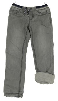 Šedé podšité rifle s pruhovaným pasem C&A