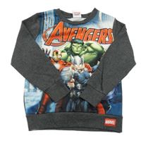 Šedo-modrá mikina s hrdiny 