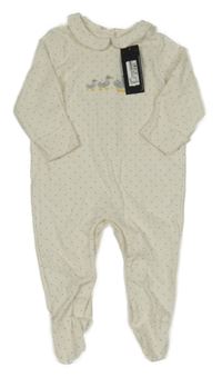 Nové - Bílý puntíkovaný overal s kachničkami M&S