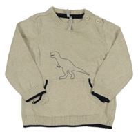 Béžový sveter s dinosaurom Orchestra
