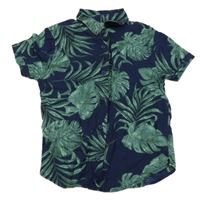 Tmavomodrá košeľa s listami Primark