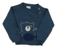 Tmavomodrý sveter s medvedíkom Bizizo