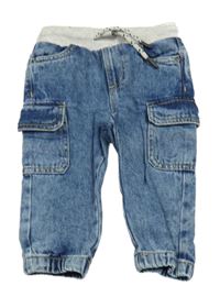 Modré cargo cuff rifle so sivým pasom Topolino