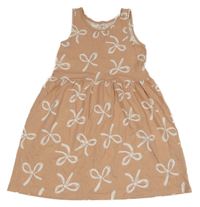 Staroružové bavlnené šaty s mašľami H&M