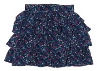 Tmavomodrá sieťovaná vrstvená kvetovaná sukňa Name it