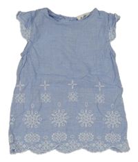 Modrá halenková tunika s výšivkou Topolino