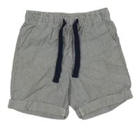 Tmavomodro-biele pruhované plátenné kraťasy Little kids